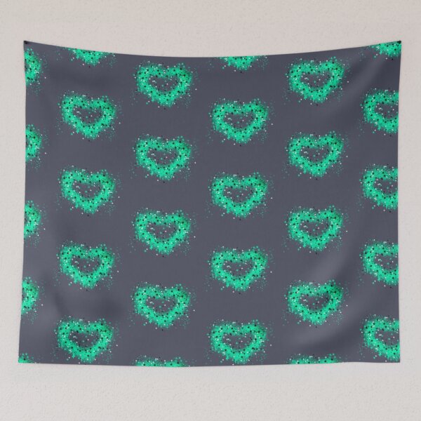Item preview, Green teal graffiti spray paint heart design with twinkle stars, steampunk valentine, st. Patrick day design   designed and sold by hollycooper.