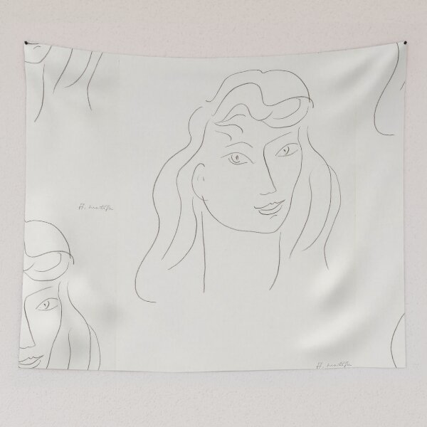 Item preview, Tete De Jeune Fille by Henri Matisse: Minimal Line Portrait Poster designed and sold by artofuniverse.