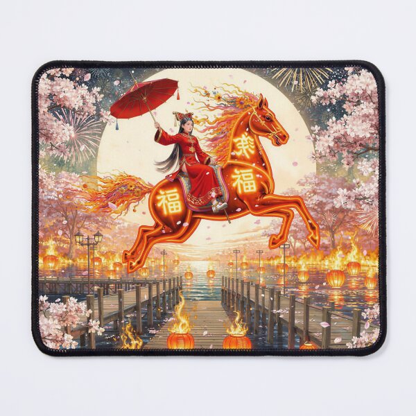 Item preview, Chinese Fantasy Girl Riding a Fiery Horse designed and sold by M-Y-A-R-T-.