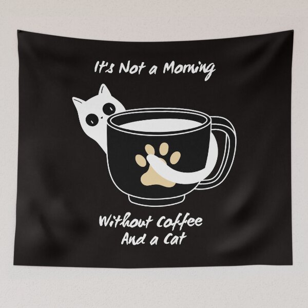 Item preview, It's Not a Morning Without Coffee And a Cat. designed and sold by Dinasshop.
