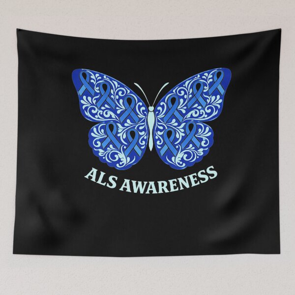 Item preview, ALS Awareness Month Butterfly Blue Ribbon Support Women  designed and sold by clothesy7.