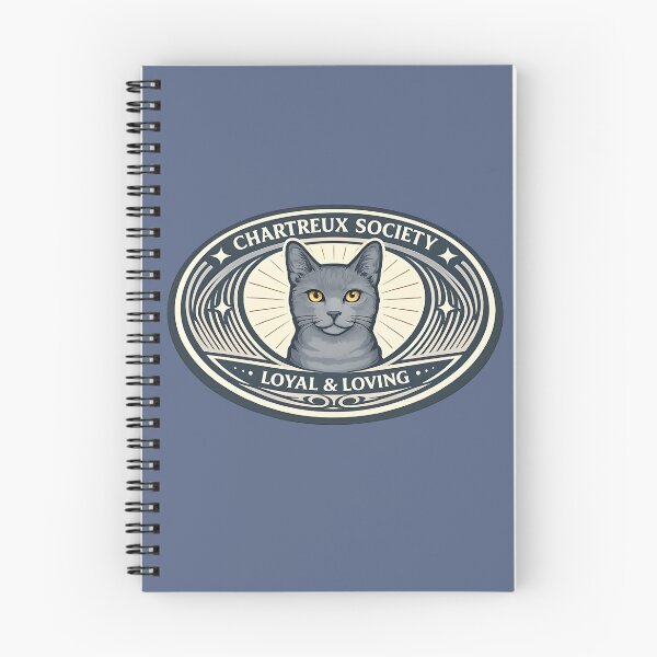 Item preview, Arte del emblema de la sociedad del gato Chartreux vintage designed and sold by postmarkpaw.