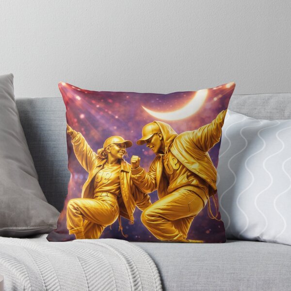 Item preview, Golden Hip Hop Dancers Under Crescent Moon – Urban Street Dance Art Print designed and sold by ArtByKapil.