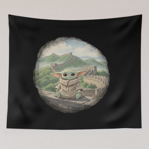 Item preview, BABY YODA AT GREAT WALL OF CHINA designed and sold by LIS AND MELIVERSO.