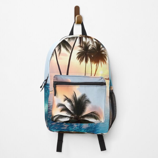Item preview, Luxury Beach House Sunset – Tropical Infinity Palm Tree Pool View designed and sold by DreamyWallVibes.