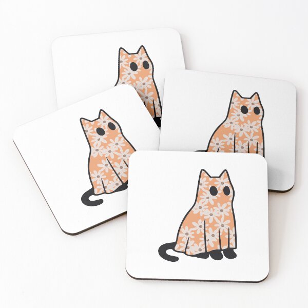Item preview, Orange Floral ghost cat designed and sold by stellacreates.