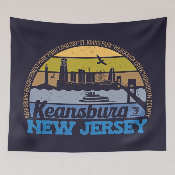 Item preview, Keansburg New Jersey Sunset Retro Vintage Local Pride Logo designed and sold by CRHPOD20.