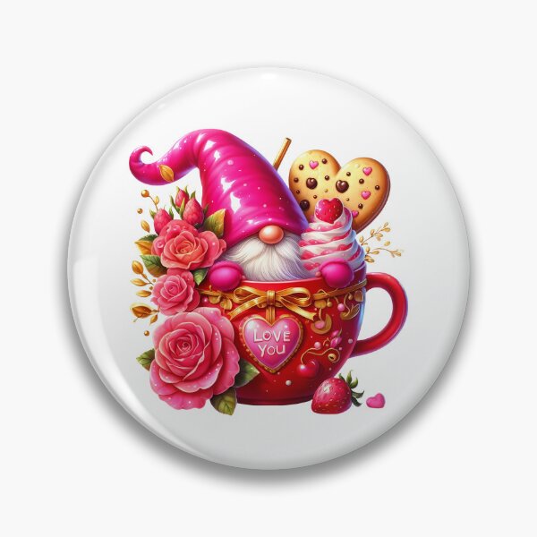 Item preview, Cute Pink Valentine Gnome - Love You Romantic Heart & Sweet Nordic Gnome Art designed and sold by FuzionRaptor.