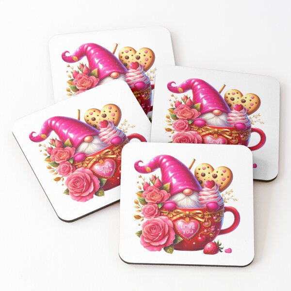 Item preview, Cute Pink Valentine Gnome - Love You Romantic Heart & Sweet Nordic Gnome Art designed and sold by FuzionRaptor.