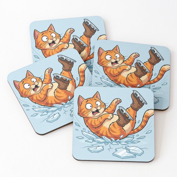 Item preview, Funny Ice Skating Fail Orange Cat - Shocked Winter Mood designed and sold by HappySproutArt.