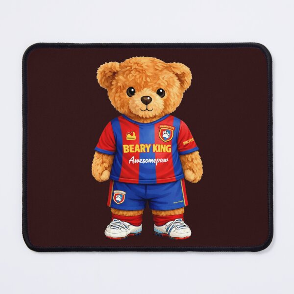 Item preview, "Beary King" Cute Soccer Player Teddy Bear - Red and Blue Football Team Art ⚽ designed and sold by CuteBear87.