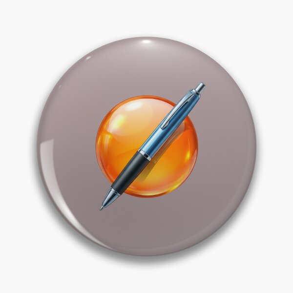 Item preview, Glossy Orange Sphere with Pen Icon designed and sold by NostalgiaOS.