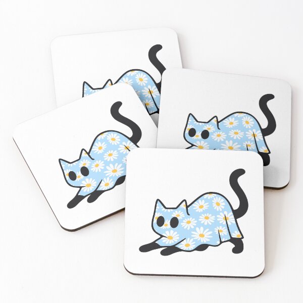 Item preview, Daisy floral pattern ghost cat designed and sold by stellacreates.