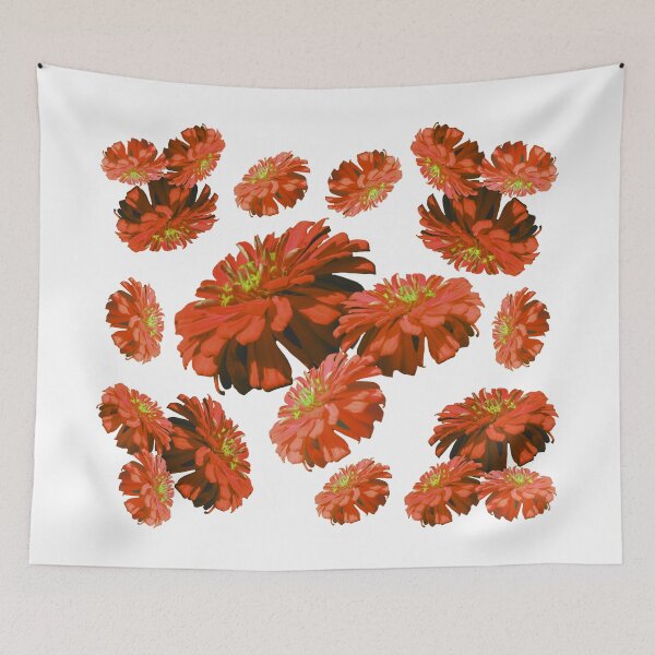 Item preview, Orange mums, orange floral pattern , orange  flowers pattern , daisies, zinnia, cosmos  designed and sold by hollycooper.