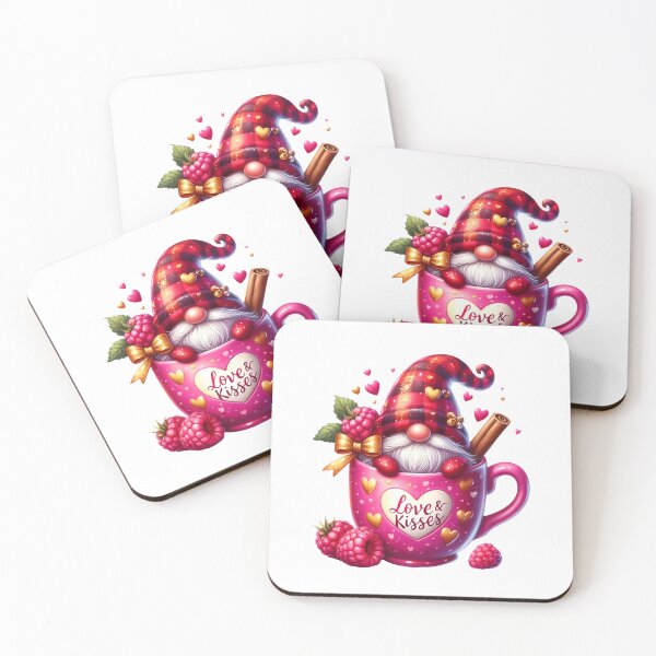 Item preview, Love and Kisses Valentine Gnome - Cute Pink Heart & Romantic Nordic Love Art designed and sold by FuzionRaptor.
