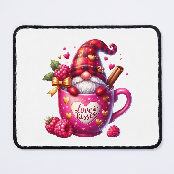 Item preview, Love and Kisses Valentine Gnome - Cute Pink Heart & Romantic Nordic Love Art designed and sold by FuzionRaptor.