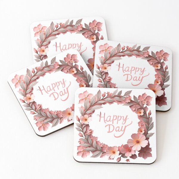 Item preview, Beautiful floral wreath with Happy Day greeting for celebration designed and sold by Creative88Art.