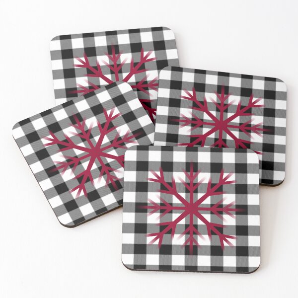 Item preview, Snowflake red cranberry, black and white buffalo plaid , North Pole chic  designed and sold by hollycooper.
