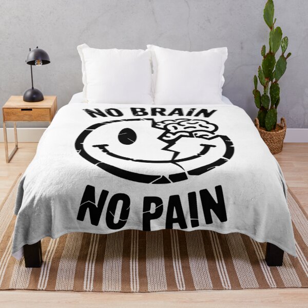 Item preview, No Brain No Pain – Funny Broken Smile Meme Design designed and sold by TipTop GFX.