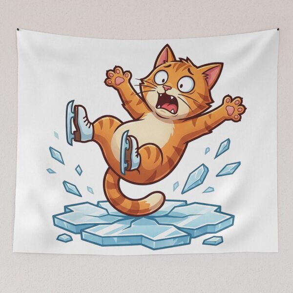 Item preview, Funny Ice Skating Fail Orange Cat designed and sold by HappySproutArt.