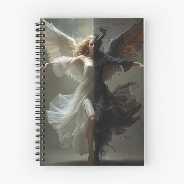 Item preview, Light and Darkness – Angel and Demon Duality Fantasy Art designed and sold by CreationbyNiki.