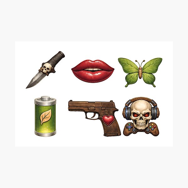 Item preview, Vibrant eclectic mix of symbolic objects and icons designed and sold by Creative88Art.