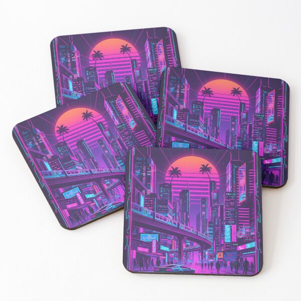 Item preview, Neon Cyberpunk Cityscape Retrowave Synthwave Art designed and sold by RBCTk.