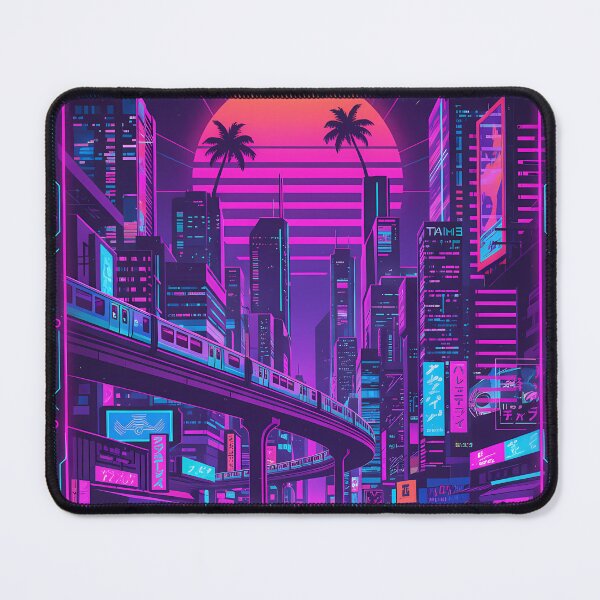 Item preview, Neon Cyberpunk Cityscape Retrowave Synthwave Art designed and sold by RBCTk.