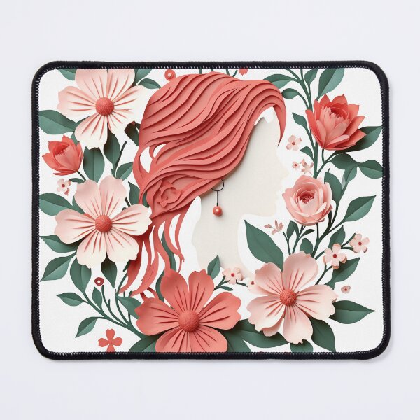 Item preview, Vibrant floral portrait of woman with flowing red hair designed and sold by Creative88Art.
