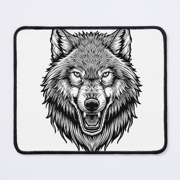 Item preview, Fierce Wolf tattoo-black and White Line art designed and sold by Funetix.