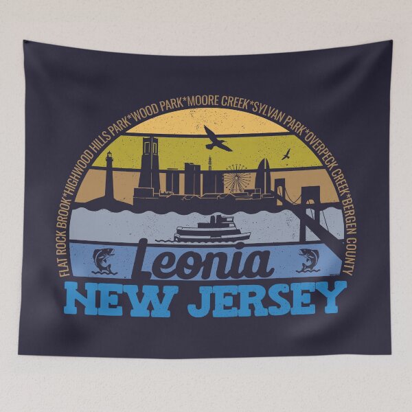 Artikelvorschau, Leonia New Jersey Sunset Retro Vintage Lokalstolz Logo entworfen und verkauft von CRHPOD20.