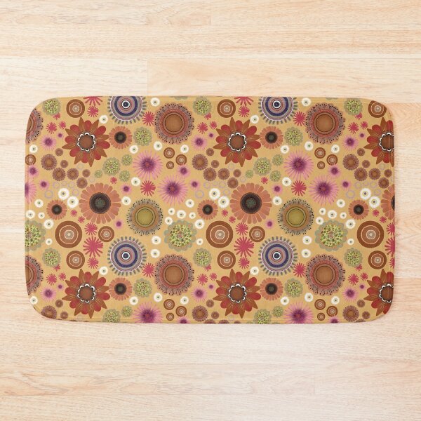 Item preview, Stylized Folk Florals on peachy soft orange designed and sold by phatlizzardart.