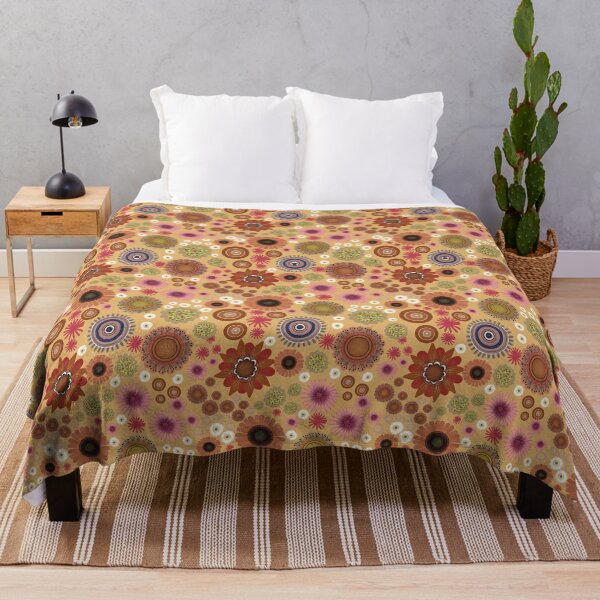 Item preview, Stylized Folk Florals on peachy soft orange designed and sold by phatlizzardart.