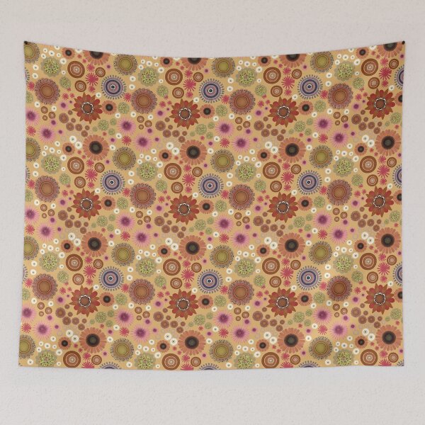Item preview, Stylized Folk Florals on peachy soft orange designed and sold by phatlizzardart.