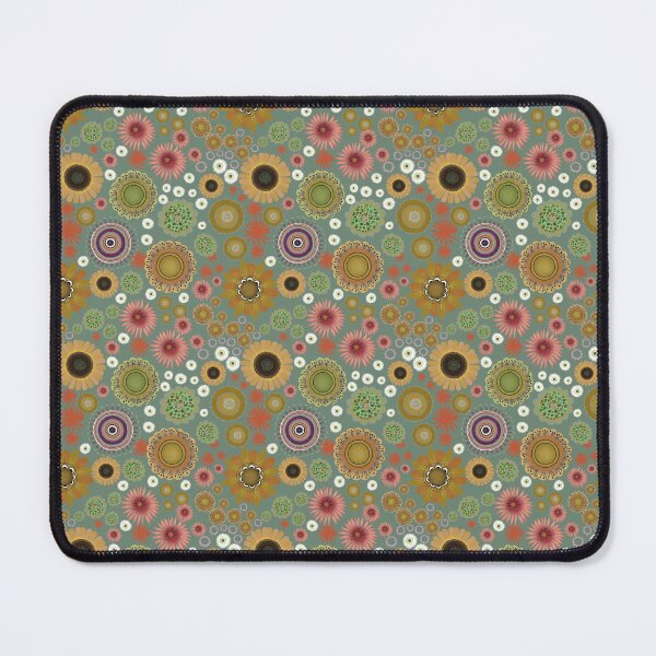 Item preview, Gilded Midnight Stylized Folk Florals on herby green designed and sold by phatlizzardart.
