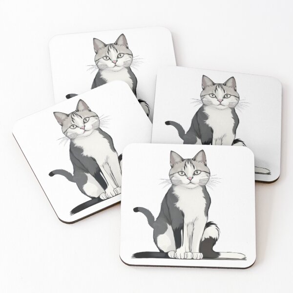 Item preview, Minimalist Grey & White Cat Illustration designed and sold by Noctavia07.
