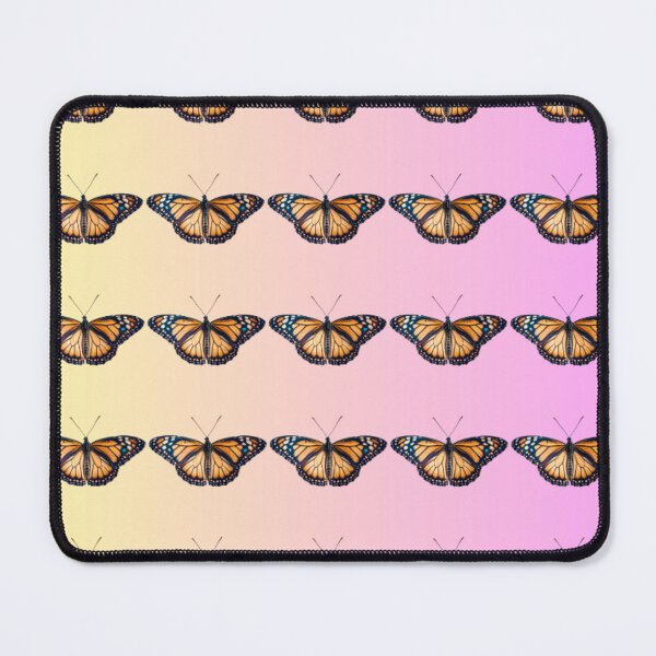 Item preview, Seamless pattern of monarch butterflies with orange and black wings on a gradient background of yellow and pink, perfect for nature or design projects. designed and sold by Creative88Art.