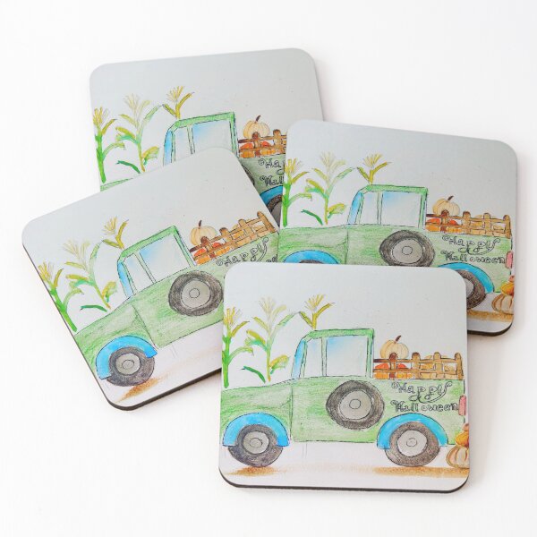 Item preview, Vintage Halloween Truck – Watercolor Pumpkins and Cornstalks designed and sold by Artondra Hall.