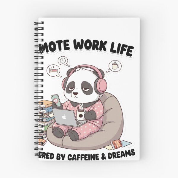 Item preview, Remote Work Life Panda Sticker – Powered by Caffeine & Dreams Funny Work From Home Decal designed and sold by snaperos.