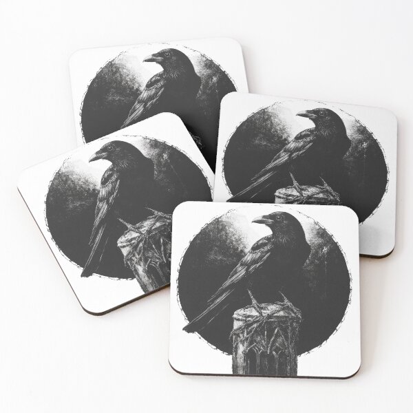 Item preview, Gothic Raven on Stone Pillar - Dark Moon Silhouette Art designed and sold by tgcww.