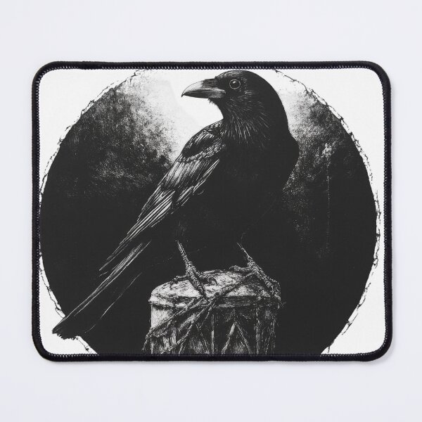 Item preview, Gothic Raven on Stone Pillar - Dark Moon Silhouette Art designed and sold by tgcww.