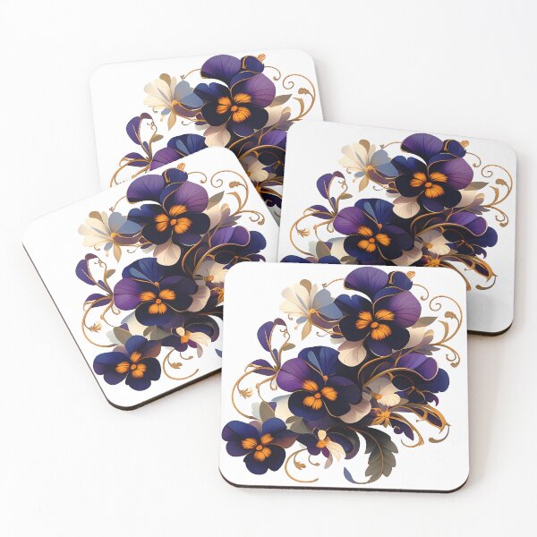 Item preview, Navy Purple Pansy Bouquet - Elegant Jewel Tone Floral Art Print designed and sold by DesignArtist.ia.