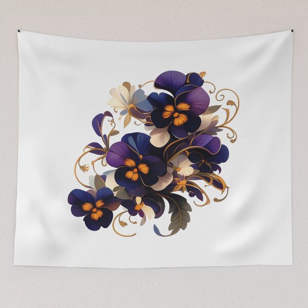 Item preview, Navy Purple Pansy Bouquet - Elegant Jewel Tone Floral Art Print designed and sold by DesignArtist.ia.