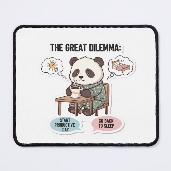 Item preview, The Great Dilemma Panda Sticker – Funny Morning Coffee Productivity Meme Decal designed and sold by snaperos.