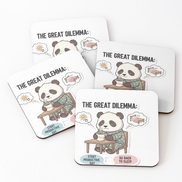 Item preview, The Great Dilemma Panda Sticker – Funny Morning Coffee Productivity Meme Decal designed and sold by snaperos.