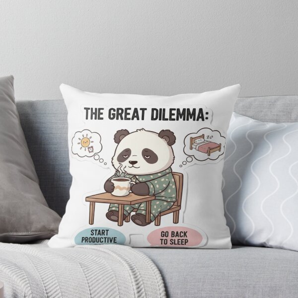 Item preview, The Great Dilemma Panda Sticker – Funny Morning Coffee Productivity Meme Decal designed and sold by snaperos.
