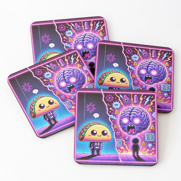 Item preview, I’m Fine Taco – My Brain Is Not | Neon Anxiety Split Art designed and sold by ComedyInkFactor.