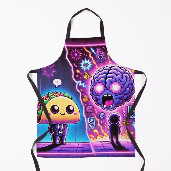 Item preview, I’m Fine Taco – My Brain Is Not | Neon Anxiety Split Art designed and sold by ComedyInkFactor.