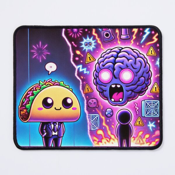 Item preview, I’m Fine Taco – My Brain Is Not | Neon Anxiety Split Art designed and sold by ComedyInkFactor.