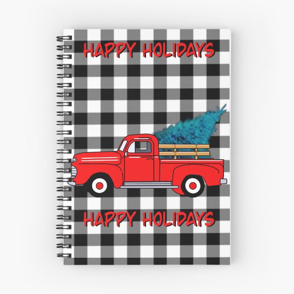 Item preview, Vintage Holiday red pick-up truck, grey black buffalo plaid pattern, holiday design, Christmas tree designed and sold by hollycooper.